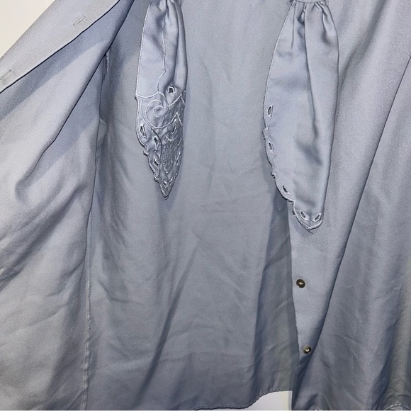 Vintage Anderson-Little Baby Blue Bishop Sleeve Button Blouse W/ Collar Bow - Picture 5 of 9